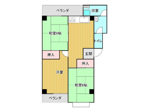 昭和ハイツ C号室 2階(３ＤＫ)